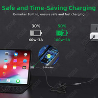 Kabel Ekstensi USB C 4K 60HZ 100W 10Gbps USB3.2 USB3.1 Gen2 Kabel Sudut Kanan Tipe C Extender Pengisian Cepat untuk PS5 VR