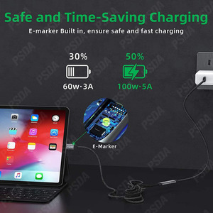 สายต่อ USB C 100W ความเร็ว 10Gbps USB3.1 Gen2 หัวงอ 90 องศา รองรับการชาร์จเร็ว 5A สำหรับ PS5 <span class=keywords><strong>VR</strong></span> - Product Image 5