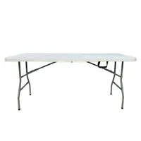Plastic Folding Table, Square, Lightweight, Long, White