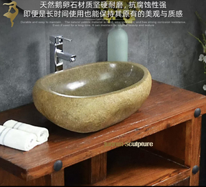 Fregadero de piedra de Río independiente antiguo, lavabo de encimera, lavabo de tocador de mármol para <span class=keywords><strong>Baño</strong></span> - Product Image 4