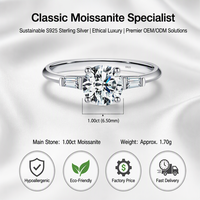 Bague professionnelle en moissanite 1 carat style Art Déco S925 - Design géométrique sans accroc pour boutique # Marque QuietLuxury