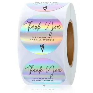 Factory Holographic Sticker Thank You Stickers For Small Business Die Cut Circle Laser Round Sticker