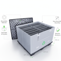 Caisse de palette en plastique robuste pliable, empilable, en PP, pour la logistique, boîte de manutention, compatible chariot élévateur, conteneur de stockage pour marchandises en vrac