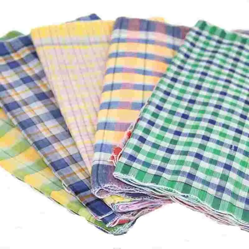 12Pcs Womens Ladies Handkerchiefs 100% Cotton Soft Plaid Handkerchiefs Mixed Color Pocket Hanky BBB1062