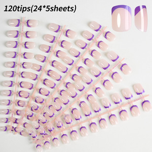 120 Uñas Postizas de Gel Francés Coloridas para Mujer, Extensiones de Uñas Suaves Hechas a Mano - Product Image 4