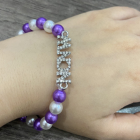 NCNW Symbol Charm Collection белый фиолетовый жемчуг Национальный Совет негритянских женщин эластичный браслет женские ювелирные аксессуары