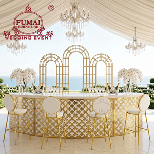 เคาน์เตอร์บาร์ทรงกลมสำหรับร้านกาแฟ ดีไซน์ใหม่ ขายส่งจากโรงงาน พร้อมชั้นวางของสองชั้น - Product Image 3