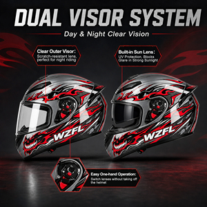 Casque de moto intégral DOT avec double visière, léger, modulaire, casque de moto rabattable - Product Image 5