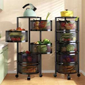 Carro de almacenamiento de frutas y verduras de cocina de 2 a 5 capas, estante de almacenamiento giratorio multicapa para el hogar - Product Image 3