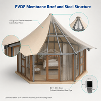 Unité de glamping hôtelier personnalisée avec toit en membrane PVDF de 1050g et mur en verre isolant pour projets hôteliers LJ-1