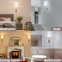 Appliques Murales Intérieures Dorées RVB Dimmables Sans Fil à Piles avec Télécommande Rechargeables pour Salon