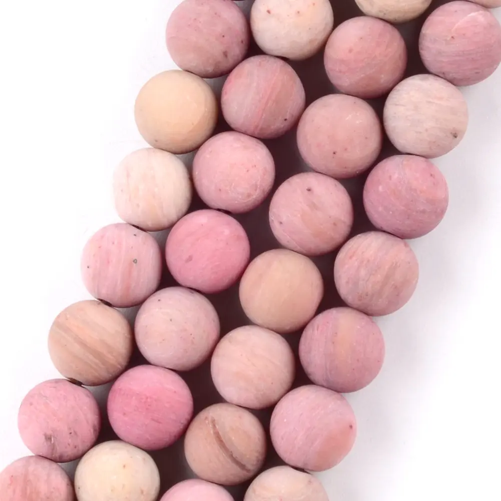 Perle di pietre preziose rotonde in mogano smerigliato rosa per la creazione di gioielli collana di guarigione con bracciale in pietra naturale perline sciolte