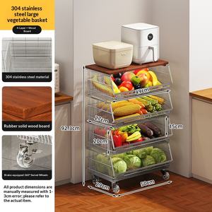 Étagère de rangement multi-niveaux pour cuisine, étagère d'angle sur pied, nouveau panier à légumes, organisateur multifonctionnel - Product Image 2