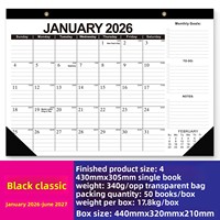 Calendrier de bureau 18 mois 2026, planificateur minimaliste noir sur pied, jours fériés américains 2027, organisateur mensuel de bureau