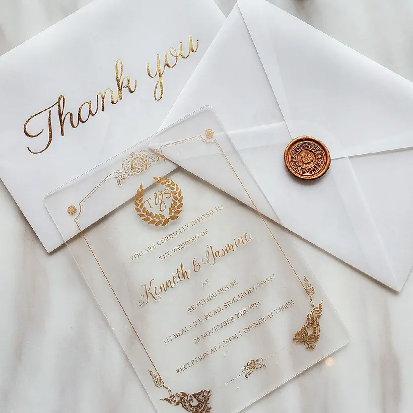 カスタムヨーロッパの高級招待カード結婚式用品ユニークなクリアアクリル結婚式の招待カード