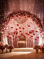 Rideau de fleurs artificielles en cristal de 10 m de long, motif rose, pour décoration de plafond d'événements, mariages et fêtes