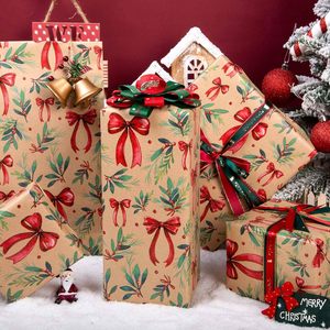 MAYPLUSS Christmas Wrapping Paper 17in X 33ft Kraft Bow Holly Pattern Single Side Reversible Gift <b>Wrap</b> - Product Image 6