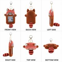 Porte-clés en peluche Panda Rouge, porte-cartes, écologique, durable, animal mignon, peluche douce, logo personnalisé, personnalisable, pour femmes, filles, sac à dos