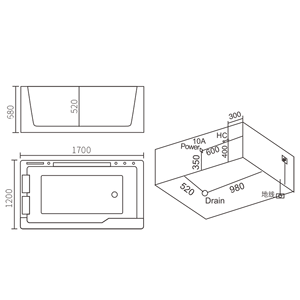 Bañera de Hidromasaje Rectangular <span class=keywords><strong>para</strong></span> Exteriores con Burbujas de Aire y Masaje Combinado <span class=keywords><strong>para</strong></span> Uso en el Baño - Product Image 6