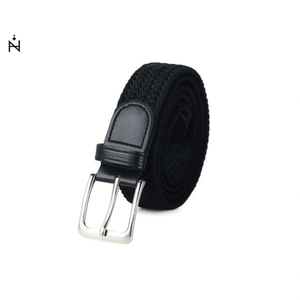Cinturón de Cuero Elástico Trenzado Negro de 3.5 cm 105/110/120 para Hombre y Mujer, Uso Casual - Product Image 2