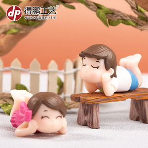 Dp Craft Cartoon Couple <b>Miniature</b> Resin Figurine Home Decoration Decorative Ornament Injection Molding Handmade - Product Image 1