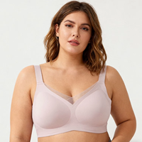 Soutien-gorge minimisant push-up sans couture grande taille, double décolleté en V, maille tricotée, bretelles larges, anti-affaissement, maintien élevé, respirant et confortable