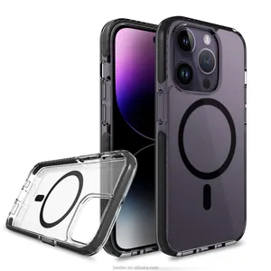 BSCI Supplier Stock Clear Transparent Hybrid Silicone PC TPU TPE Magnetic Phone Case For iPhone 14 /13 /12 Pro max