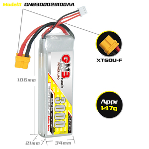 Batería LiPo GNB GAONENG 2S 3000mAh 7.4V 100C 200C RC de Alta Descarga para Helicóptero Air Wing S XT60 XT90 DEANS - Product Image 3