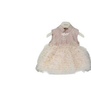 Tongxingyuan Girls Sleeveless Mesh Puff Vest Dress Chinese Style Breathable Winter Fashion Dress For Children - Product Image 5
