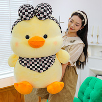 Peluche Canard Jaune Crème en Coton PP, Cadeau d'Anniversaire pour Enfants, Poupée de Machine à Pinces, Canard Enfantin avec Écharpe