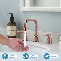Robinet de salle de bain à double poignée de 4 pouces, économiseur d'eau, finition or rose brossé