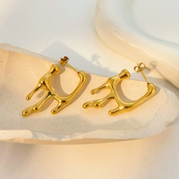 Boucles d'oreilles goutte d'eau de lave liquide avancée joyas de acero inoxidable al por mayor boucles d'oreilles de mode en acier inoxydable pour les femmes