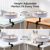 Lit pour chat moderne à motif uni, rotatif à 360°, réglable, pour bureau - Durable, écologique, amovible, lavable, charge maximale 44 LBS