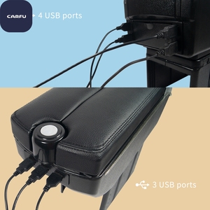 CARFU AC-450 Universal Auto Armrest <b>Console</b> Box with USB and Cup Holder PVC+ABS Material <b>Black</b>/Gray/Beige/Maroon Colors - Product Image 4