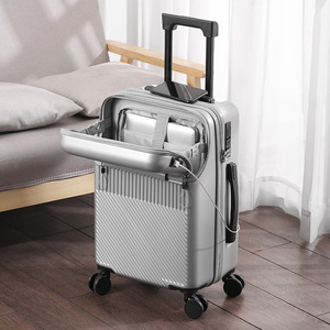Bagage à main unisexe design ouvert à l'avant <span class=keywords><strong>avec</strong></span> port de <span class=keywords><strong>chargeur</strong></span> <span class=keywords><strong>USB</strong></span> <span class=keywords><strong>valise</strong></span> à roulettes à 4 roues Spinner Travel Business Trolley - Product Image 3