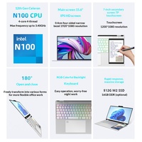 Özel 15.6 + 7 İnç Çift Ekranlı Bilgisayar Intel Celeron N100 İşlemcili SSD RGB Arkadan Aydınlatmalı Klavyeli İnce ve Hafif Ofis ve Eğitim İçin Dizüstü Bilgisayar