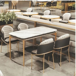 Mobiliario de cafetería comercial moderno y de lujo ligero, juego de sillas y mesas de mármol para restaurantes y bares - Product Image 1