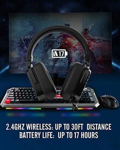 XIBERIA G02 Auriculares inalámbricos para juegos de 2,4 GHz con micrófono, batería de 17 horas de duración, orejeras magnéticas desmontables, compatibles con PS5, PC - Product Image 2