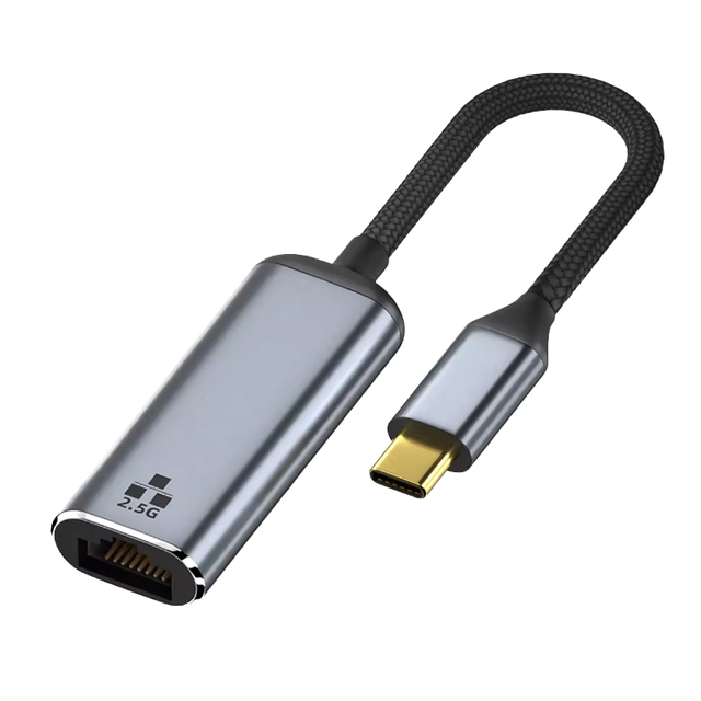 2.5G USB C RJ45 Network Adapter Gigabit Ethernet Converter 2500Mbps High Speed Plug and Play for Laptop Type C Devices Black
