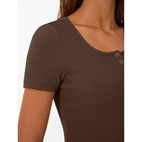 Camisetas Henley Acanaladas Básicas para Mujer FOXA, Moda Verano 2026, Lindas, Casuales, Transpirables, de Manga Corta, Ropa de Primavera
