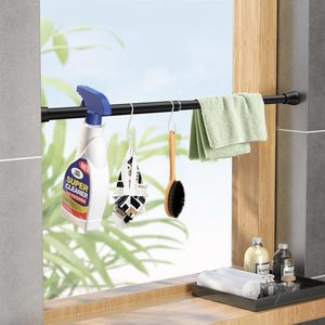 Tringle à rideau de douche extensible en acier inoxydable sans perçage, réglable, à tension par ressort, accessoires pour salle de bain - Product Image 4
