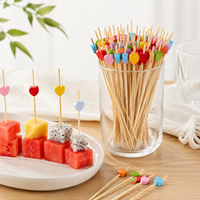 Groothandel Creatieve Wegwerp Fruitprikkers Hart Pruimenbloesem Stervormige Fruitvorkjes 100 Stuks Per Verpakking voor Feest Dessert