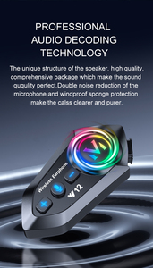 Y12ชุดหูฟังแบบแฮนด์ฟรีระบบการสื่อสารชุดหูฟังหมวกกันน็อคไร้สายกันน้ำอุปกรณ์เสริมสำหรับรถจักรยานยนต์ - Product Image 4