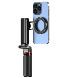 Télécommande magnétique portable en aluminium 132g+10m Pop-Up + 360 °   Perche à selfie mini à 4 pieds réglable avec double griffe porte-accessoire pour téléphone/MagSafe - Product Image 1