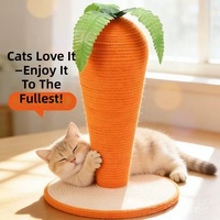 Tour d'activités pour chat avec lit, plateforme de jeu, balles suspendues, griffoir et structure d'escalade - Corde de chanvre et flanelle motif carotte