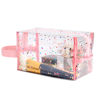 Sac à cosmétiques transparent en PVC écologique grand sac à cosmétiques transparent à paillettes en TPU pour les femmes trousse de toilette étanche avec poignée