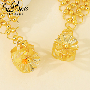 Pulseras de Lujo al por Mayor con Anillo en Oro de 24K Estilo Dubái para Mujer, Brazalete con Dijes para Boda India, Joyería - Product Image 4