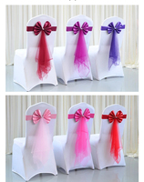 Accessoires de décoration de mariage, ceinture de chaise en tulle à pampilles, ceinture de chaise dorée en satin avec nœud papillon