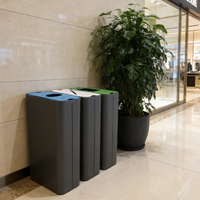 Grande poubelle publique intérieure en acier inoxydable à ouverture supérieure pour la tri sélectif des déchets, avec seau intérieur amovible et conception robuste