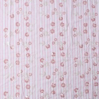 Tissu en coton biologique 100% certifié GOTS, broderie de sequins, design floral 3D personnalisé, tissu de robe de qualité supérieure, vente en gros